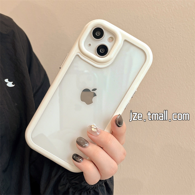 极简透明加厚边框适用苹果14手机壳iPhone13ProMax新款15pro防摔12女11小众14pro情侣高级感网红硅胶全包软壳 - 图1