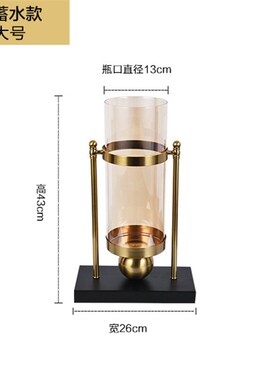欧式铁艺电镀花瓶摆件样板房餐桌美式五金插花瓶家居软装金属摆件