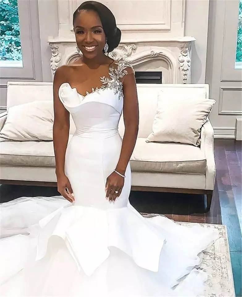African Mermaid Wedding Dresses Bridal Gowns Bride Dress - 图0