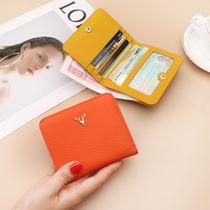 2023 New Genuine Leather Wallet Woman Short slim Slim Head Layer Cow Leather Zero Money Bag Brief Lady Little Leather Wallet