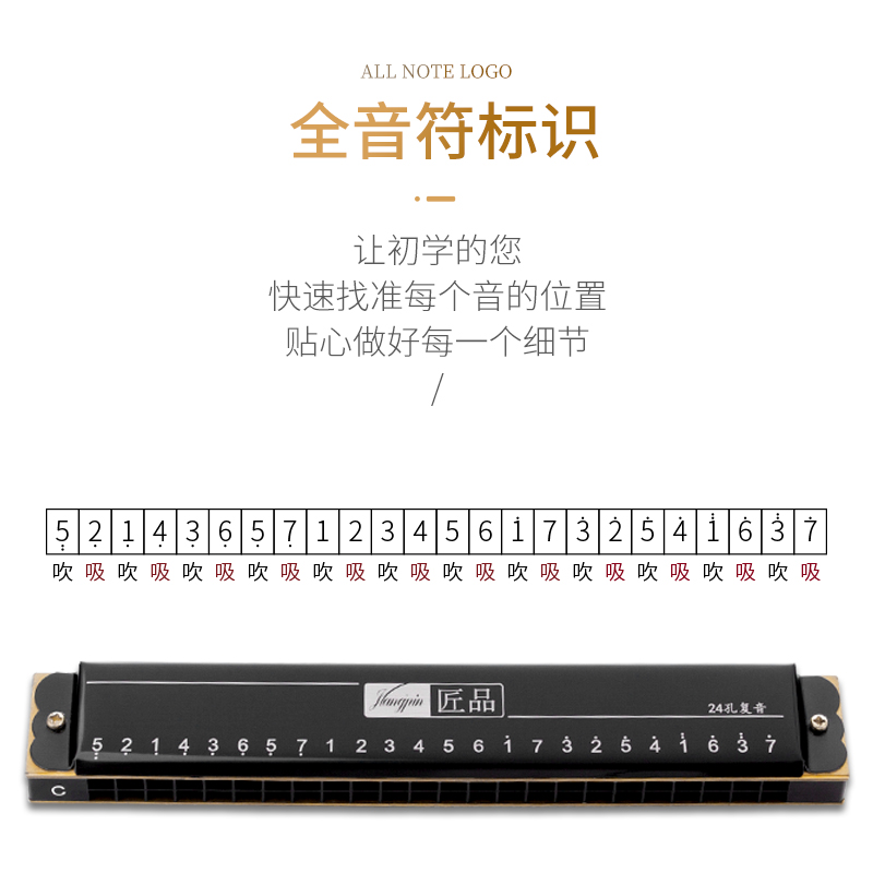 东方鼎JP24-1新款学生学习教学复音口琴匠品初学推荐C调专业演奏 - 图1