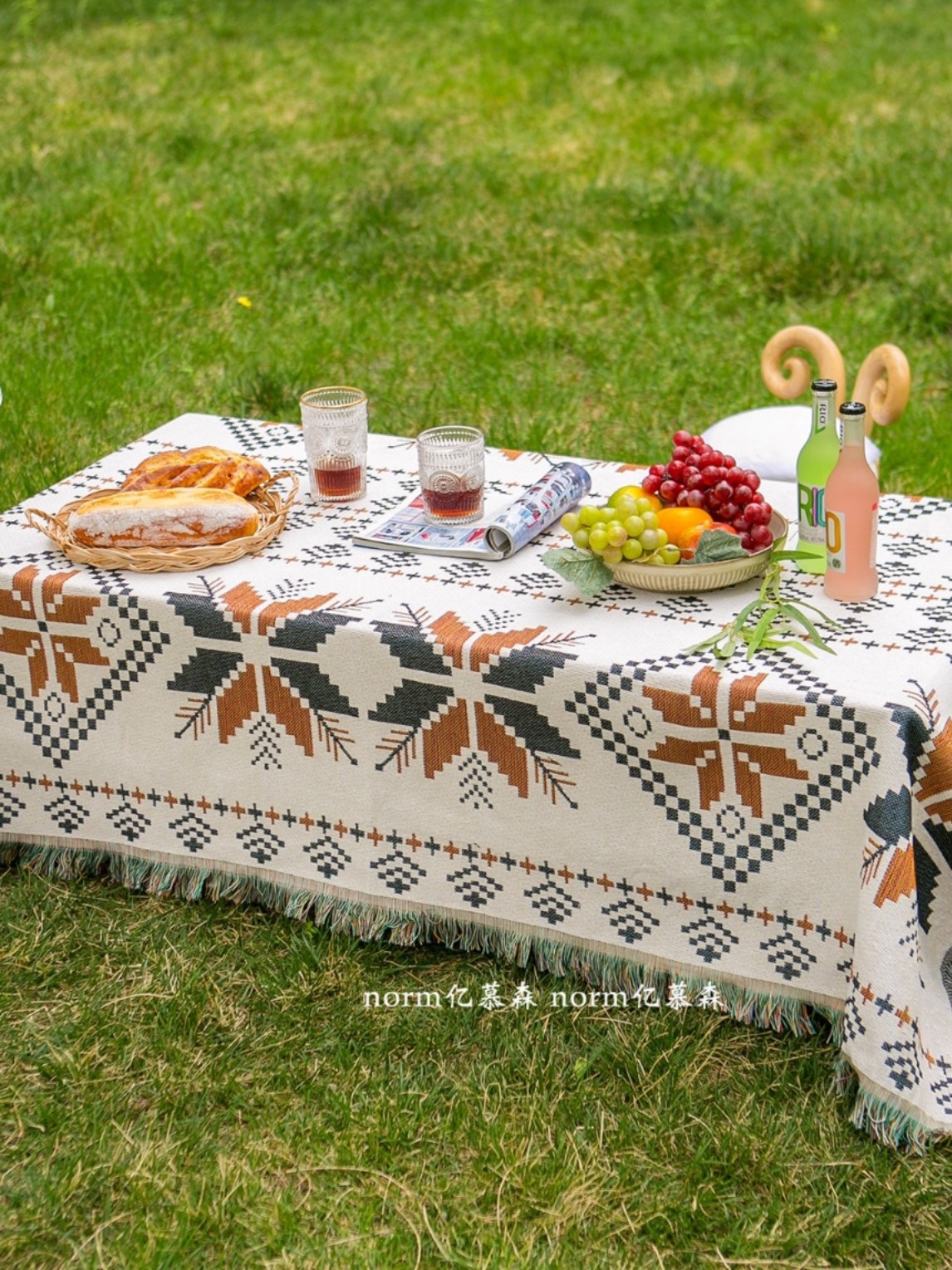 户外露营桌布露营棉麻野餐桌布高级布艺防水餐桌布茶几防晒长方形,淘宝优惠券,粉丝福利购,淘宝优惠卷