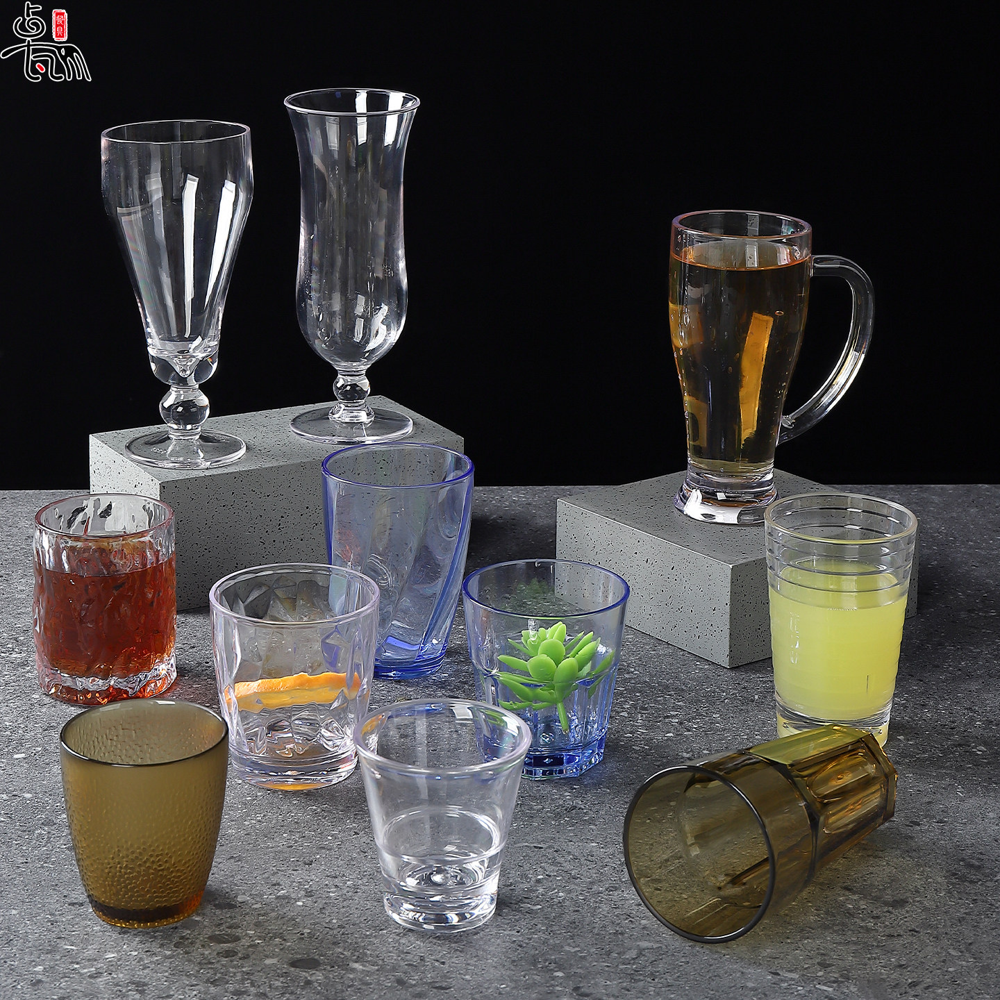 耐摔PC亚克力透明磨砂塑料餐厅家用餐饮杯饮料杯茶杯开水杯果汁杯,淘宝优惠券,粉丝福利购,淘宝优惠卷