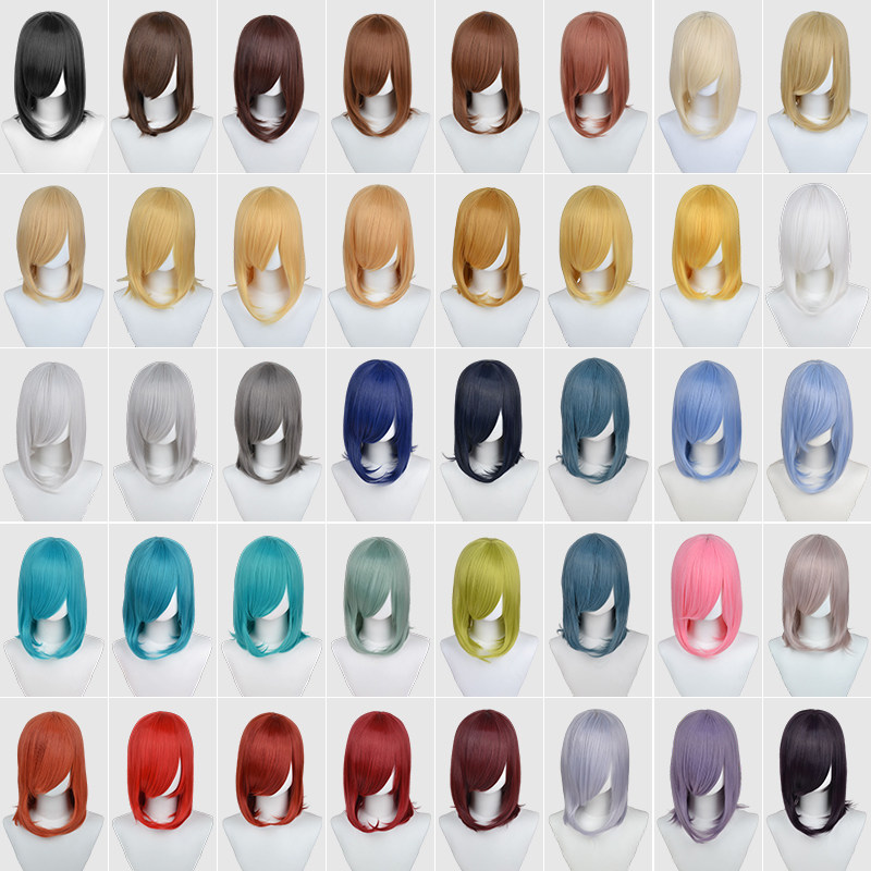 乔彩 万用cos假发毛胚短40cm中长发黑粉黄红紫棕白色毛坯万用毛,淘宝优惠券,粉丝福利购,淘宝优惠卷