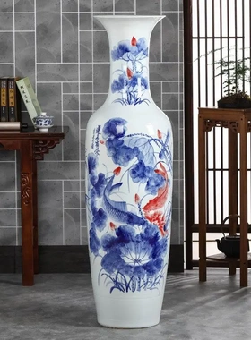景德镇陶瓷器手绘连年有余落地大