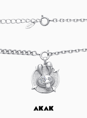 AKAK男女同款滑稽兔圆牌项链