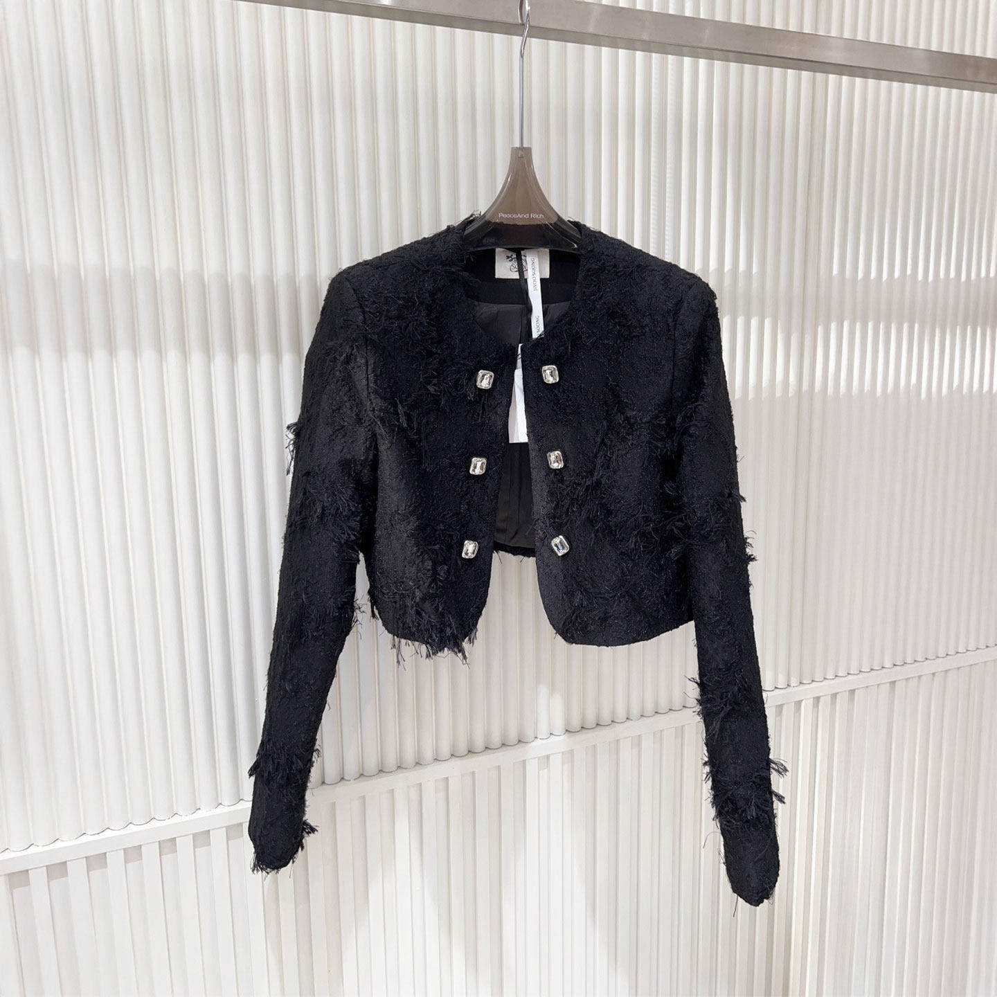 MBS.欧洲站新款JIYOOSOONG小香风鸵鸟毛装饰上衣钻扣粗花呢短外套,淘宝优惠券,粉丝福利购,淘宝优惠卷