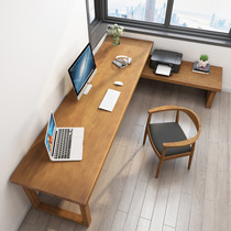 Modern simple all solid wood office high and low long table small apartment home corner single desktop computer table writing desk