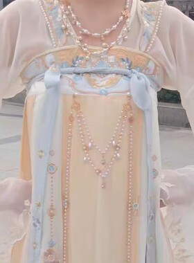 珍珠挂饰长流苏压襟长一色汉服装饰物挂件复古清新配饰吊坠多层