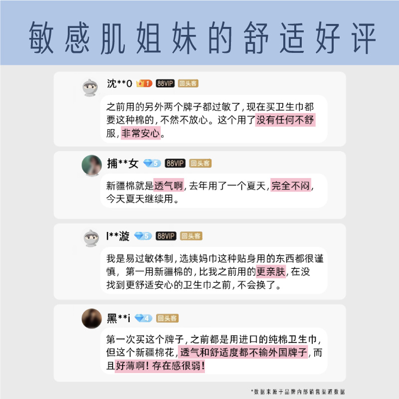 她研社新疆纯棉卫生巾姨妈巾敏感肌夜用290