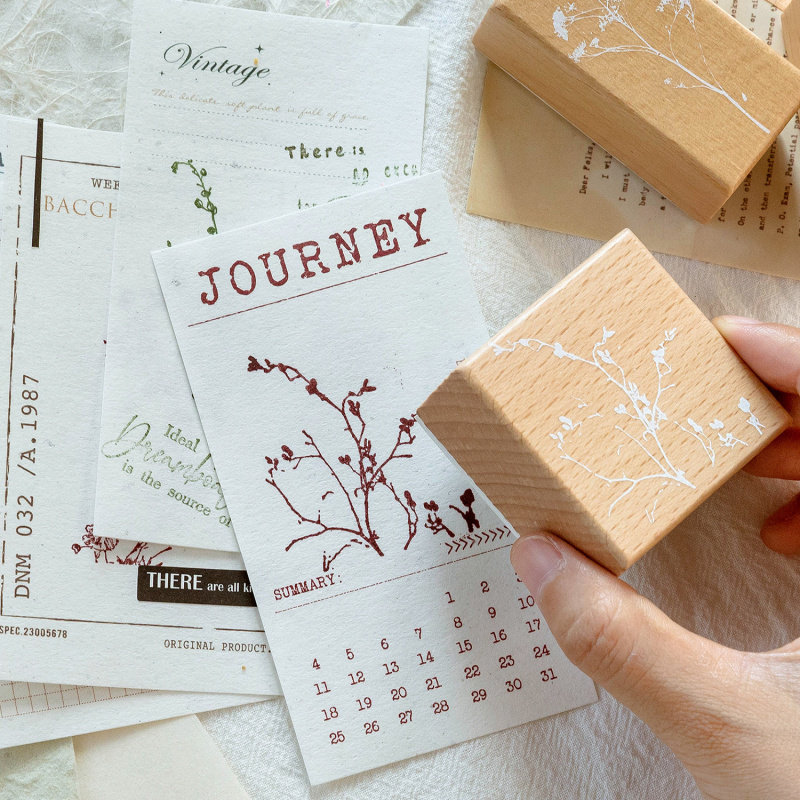 陌墨榉木印章 花枝语系列 INS植物手账DIY素材装饰印画1枚入6款选,淘宝优惠券,粉丝福利购,淘宝优惠卷