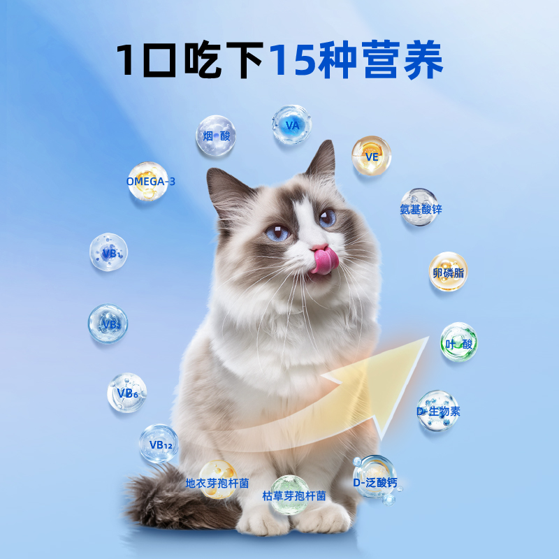 唯特医生D生物素猫咪美毛防掉毛狗狗鱼油卵磷脂宠物用多维营养片