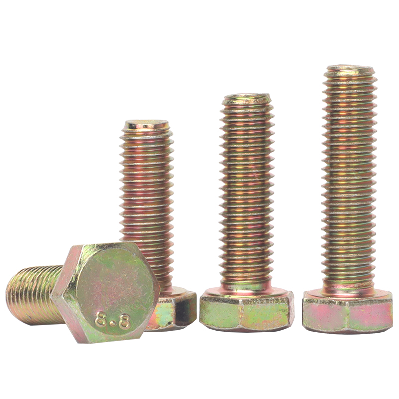 GB5783镀彩锌8.8级全牙外六角螺丝钉大全M4M5M6M8M10-M24黄锌螺栓 - 图1