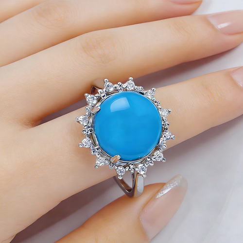 珍珠戒托S925纯银蜜蜡戒指空托女 8-9-10-11-12-13-14-15圆珠圆形 - 图0