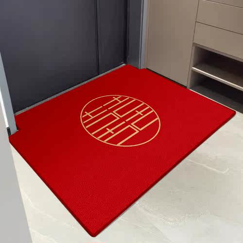 OGLY结婚地垫喜庆入户门口婚庆脚垫卧室婚房进门双囍喜字结婚地毯 - 图3