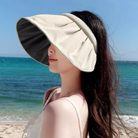 mikibobo贝壳帽防晒帽遮脸遮阳防紫外线太阳帽大檐可折叠无顶帽H