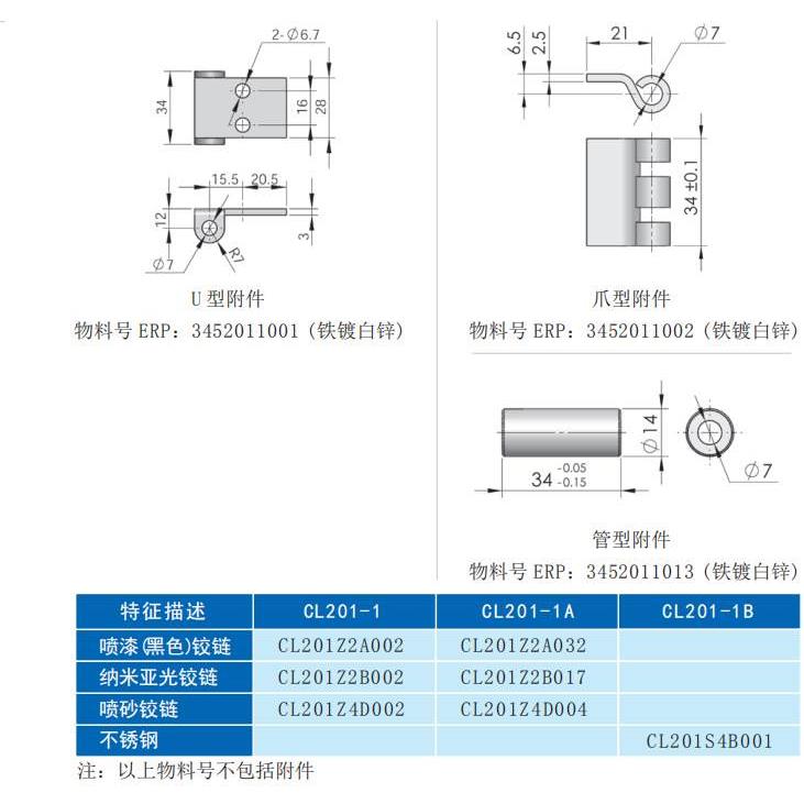 怀海柜锁 门锁 铰链 拉手 电气柜门锁铰链合页CL201-1 - 图1