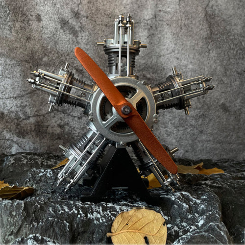 土星文化星型五缸发动机全金属拼装模型飞机迷你引擎组装电动玩具 - 图0