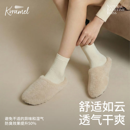 KRRAMEL毛拖鞋女士冬款包头拖鞋室内居家保暖防滑静音棉拖懒人鞋 - 图0