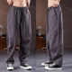 春秋新款高档亚麻裤男简约宽松百搭直筒哈伦裤中年透气棉麻休闲裤