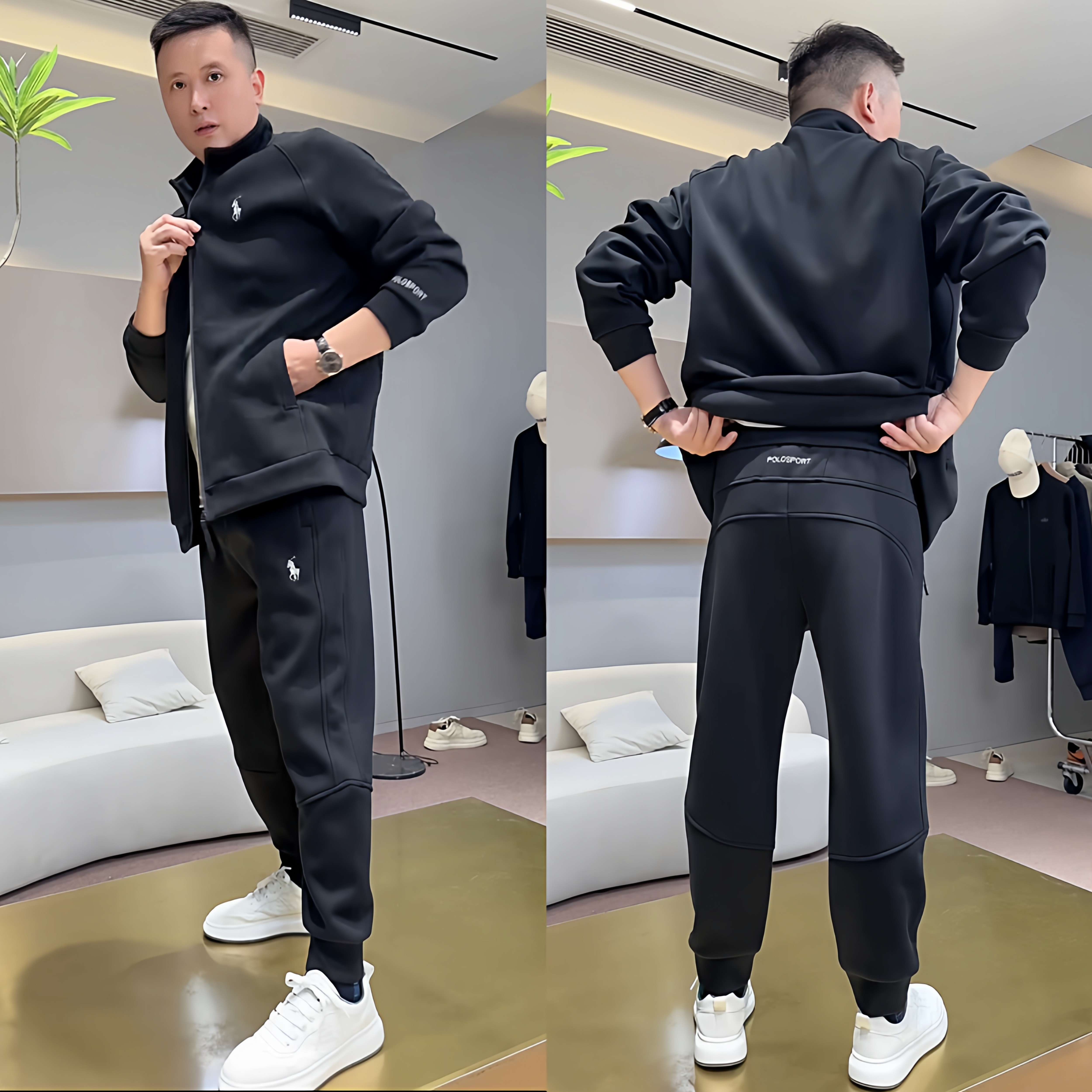 秋季新款简约高级感运动套装男士时尚重磅连帽外套束脚卫裤两件套,淘宝优惠券,粉丝福利购,淘宝优惠卷