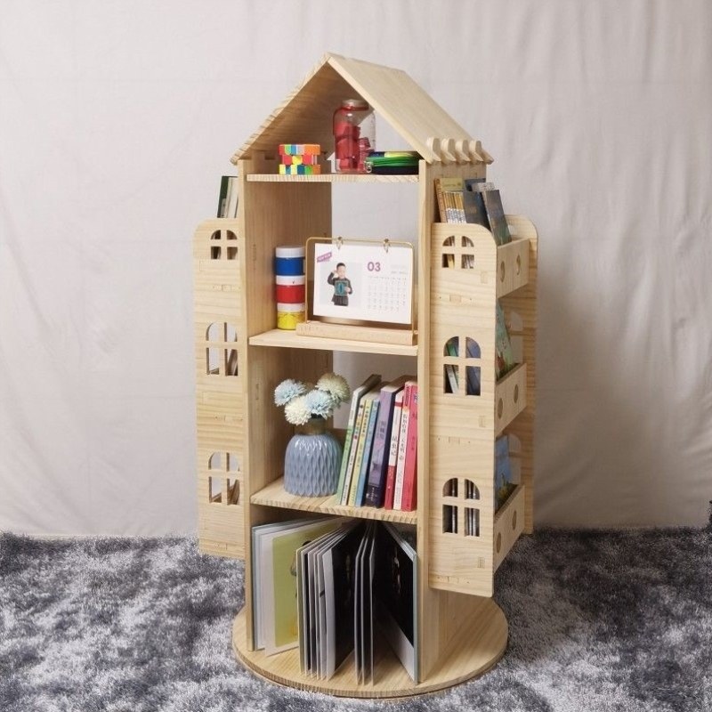 玩具过家家架旋转多层宝宝落地绘本架实木卧室收纳客厅儿童书架,淘宝优惠券,粉丝福利购,淘宝优惠卷