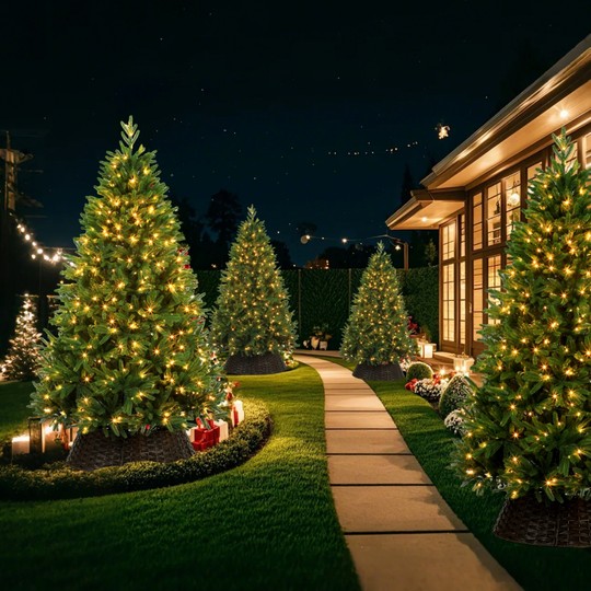 Рождественская елка Jofu, макет сцены из чистого пе, украшенная голая елка