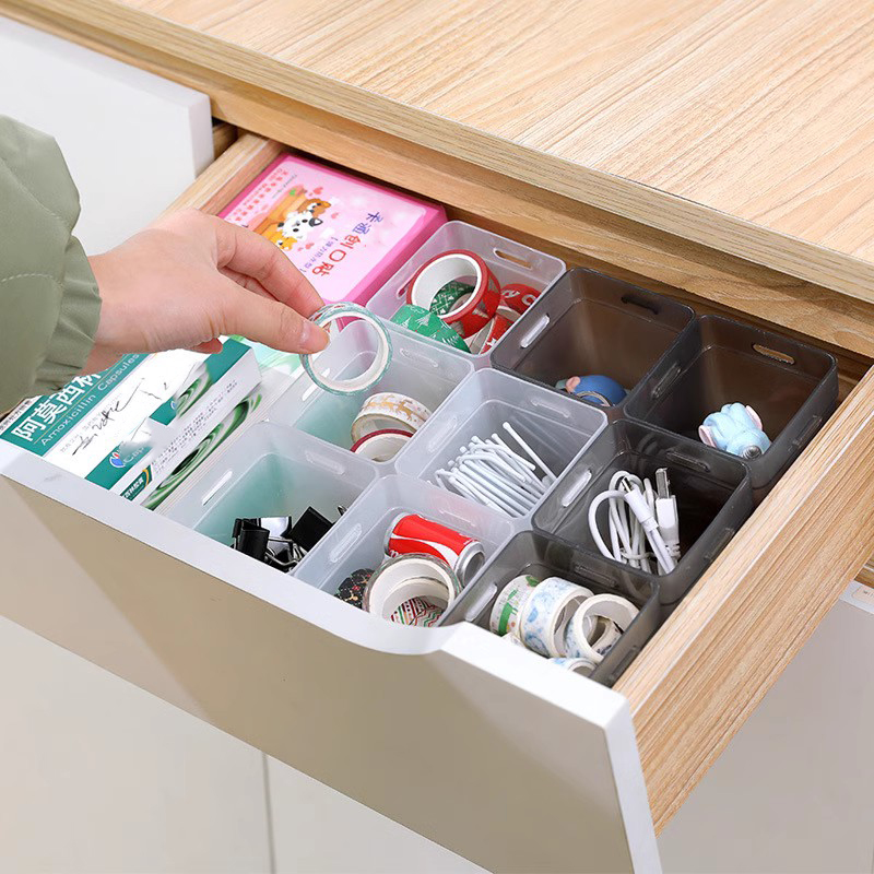 桌面分类收纳盒冰箱侧门置物盒卡扣式组合抽屉袜子盒小物件整理盒-图1