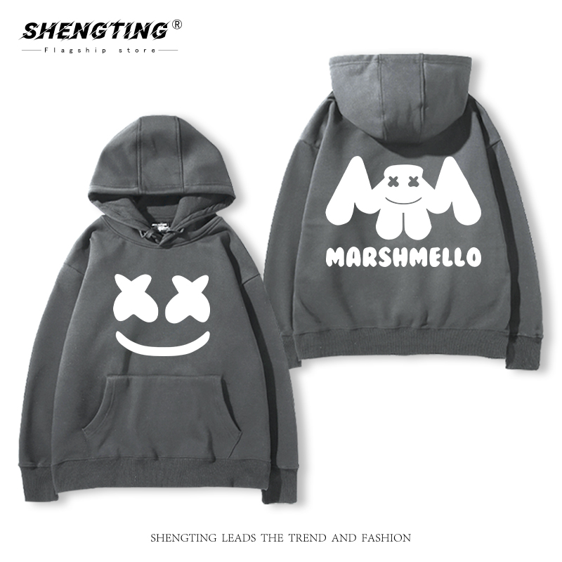 百大DJ棉花糖连帽卫衣男棉花糖marshmello同款宽松电音休闲外套潮
