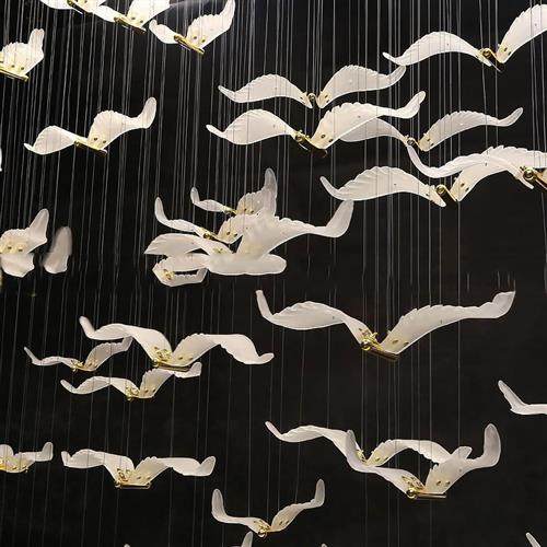 设计师创意个性现代简约复式楼梯售楼部沙盘吧台工程玻璃小鸟吊灯,淘宝优惠券,粉丝福利购,淘宝优惠卷