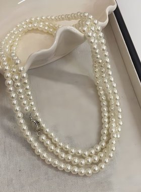 感高级新款2024毛衣元宝项链扣长款爆款链女年女大气珍珠秋冬高端