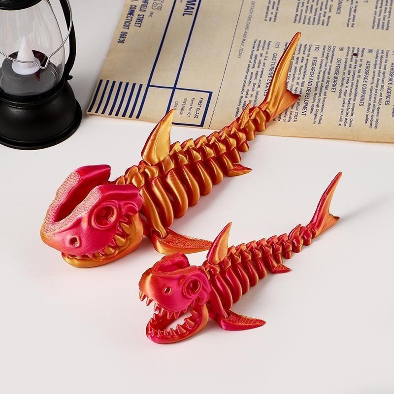 3D打印骨鲨鱼玩具关节可动夜光仿真动物模型儿童创意礼物摆件手办 - 图2