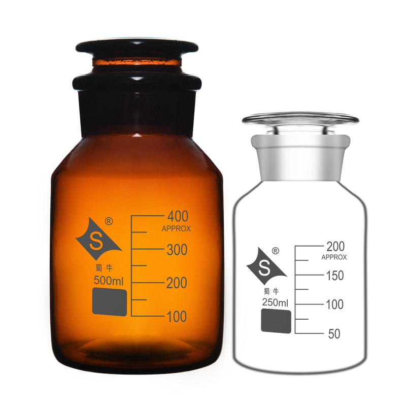 蜀牛棕白大小口磨砂废液固体储存试剂瓶30m/60ml/125ml/ 250ml/ 500ml/ 1000ml/2500ml/5000ml/10000ml化学瓶 - 图0