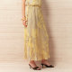 Fabrique clear silhouette pleated tulle floral strappy skirt suit