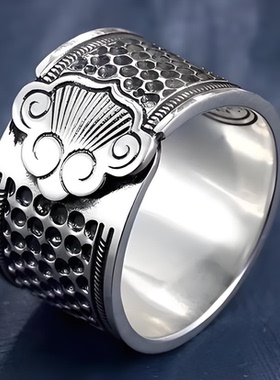 复古祥云戒指潮流防泰银开口指环士身戒吉祥如意顶针戒指