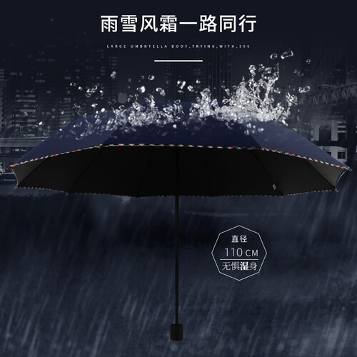 大号雨伞男加固加厚结实抗风晴雨两用学生手动折叠黑胶防晒遮阳伞 - 图1