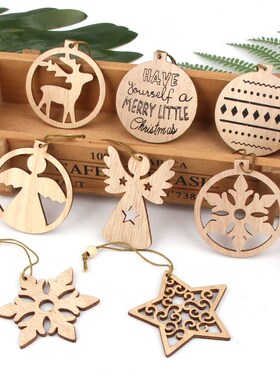 12PCS/Box Multi Vintage Christmas Wooden Pendants Ornaments