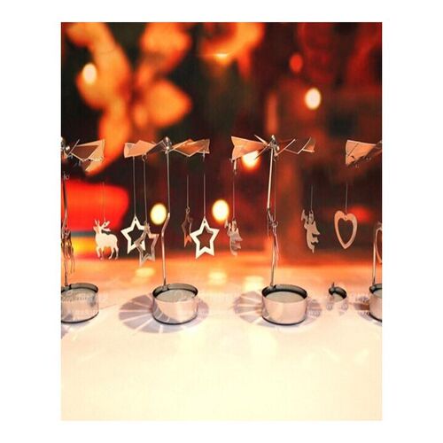 Spinning Rotary Metal Carousel Tea Light Candle Holder Stand - 图3