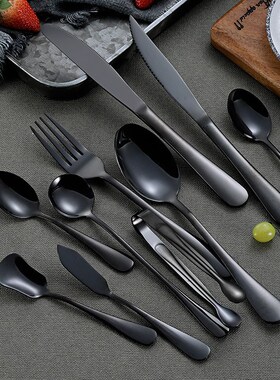 Dinnerware Set Stainless Steel Black Cutlery Set Dinner Serv