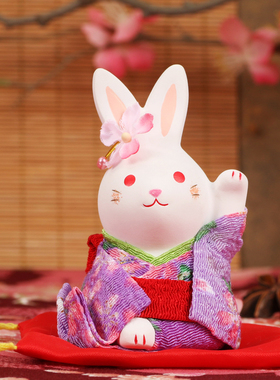 自营药师窑陶瓷可爱风和服兔子
