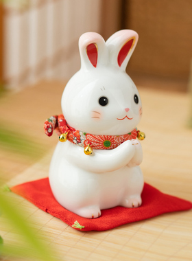 药师窑兔子陶瓷摆件储蓄罐手工制