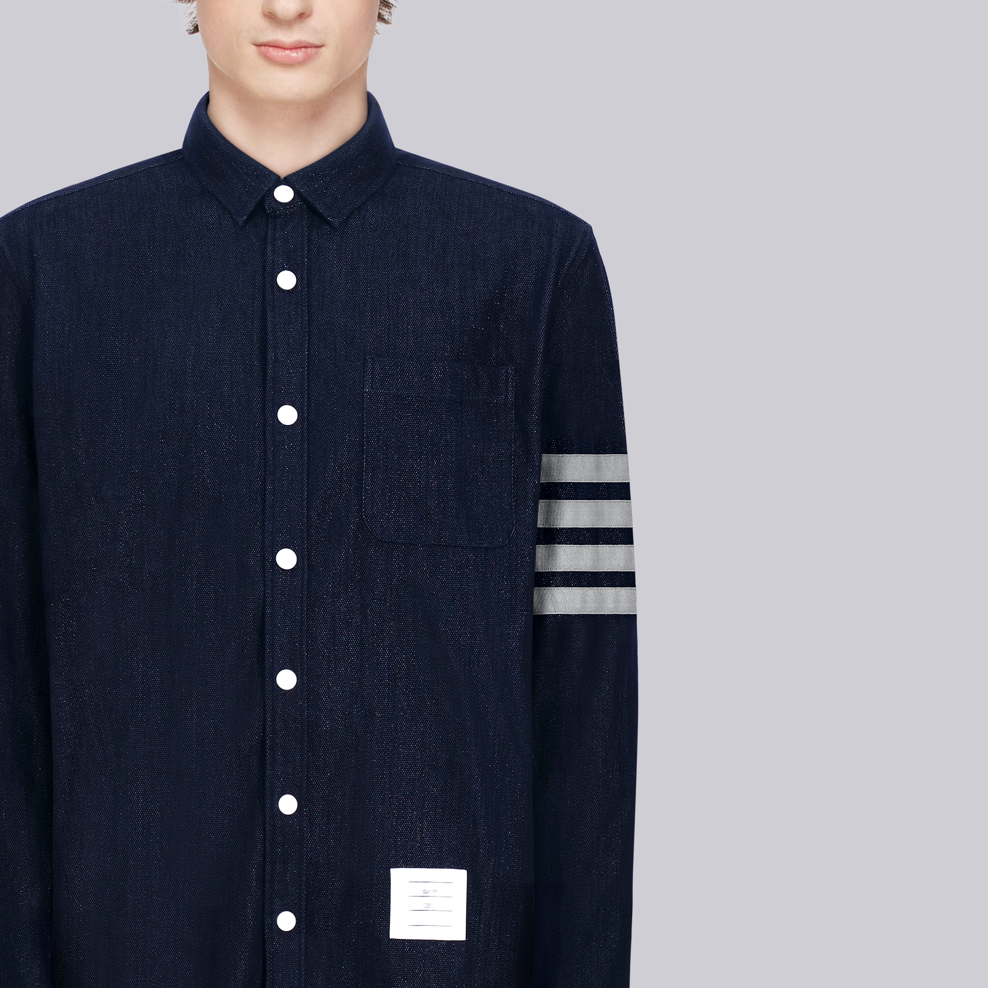 TB新款经典四杠衬衫POLO领牛仔外套tb男女同款简约休闲百搭宽松款,淘宝优惠券,粉丝福利购,淘宝优惠卷