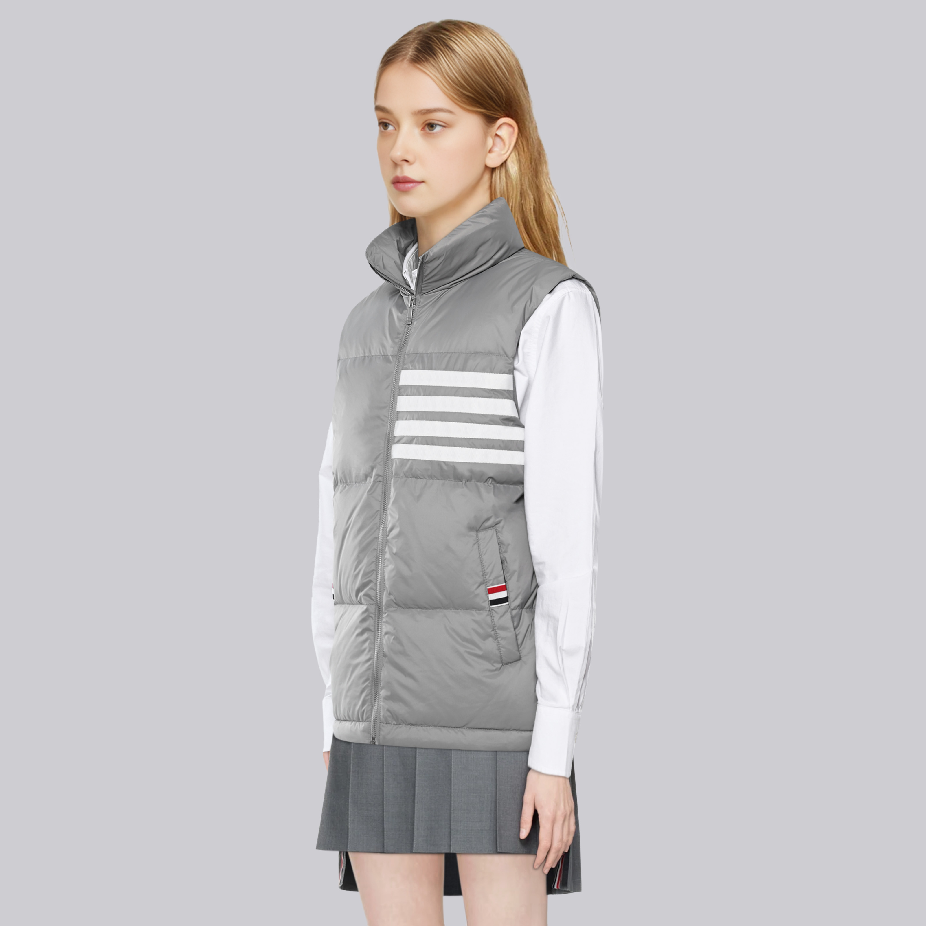 TB秋冬新款四条杠tb羽绒服女立领马甲男女同款外搭休闲百搭外套 - 图0