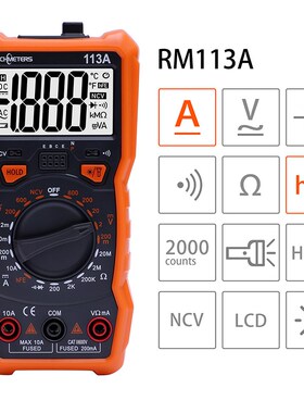 RICHMETERS RM113D NCV Digital Multimeter 6000 counts Auto Ra