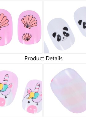 72pcs Kids False Nails Press on Artificial Nail Tip Girl Fa