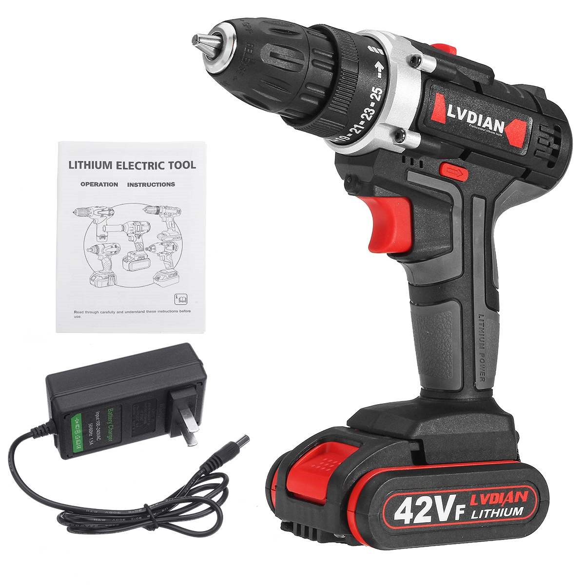 42V Cordless Impact Drill Driver Li-Ion Battery Electric Scr - 图1