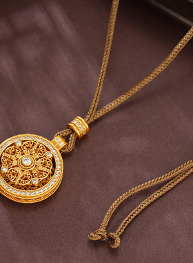 法国capinkofin新款可旋转镶钻八宝罗盘长款吊坠项链新中式轻奢