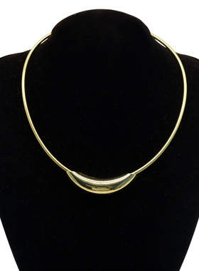 法国CapinKofin冷淡风金属几何弧形弯管吊坠项圈高级感设计项链