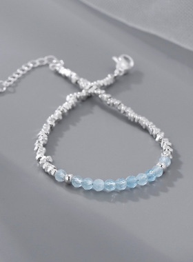 法国capinkofin细款碎银子海蓝手链女年新款简约手饰轻奢小众