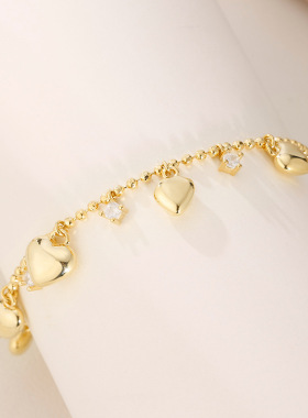 法国capinkofin年新款爱心锆石流苏吊坠手链高级感精致轻奢叠戴